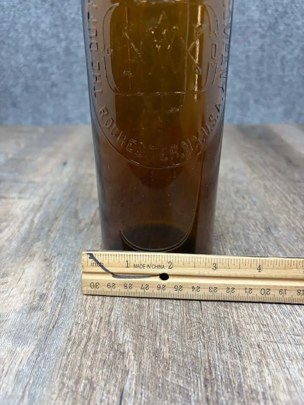 Duffy Malt Whiskey Bottle Amber Embossed Rochester NY 1/5 Gallon Antique